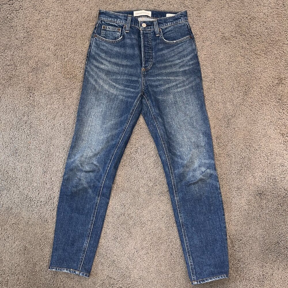 ARITZIA DENIM FORUM THE YOKO HIGH RISE SLIM MEDIUM BLUE WASH JEANS EUC SIZE 26